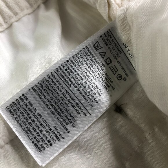 Banana Republic Pants Mens 34 Beige Linen Blend Drawstring Elastic Button Beach - Picture 4 of 12